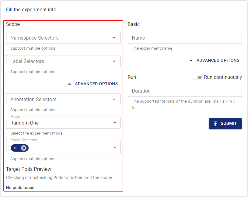 Dashboard Selectors